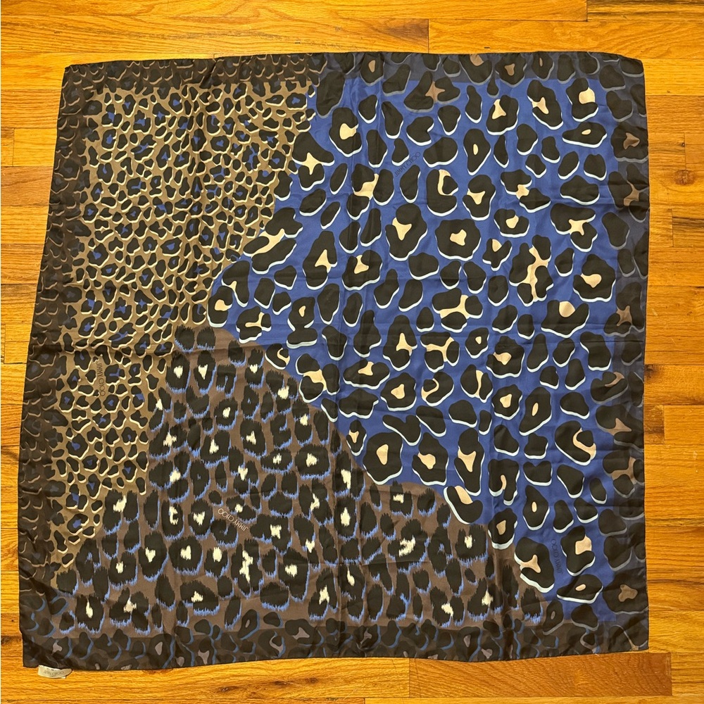 Jimmy Choo Leopard Print 100% Silk Scarf